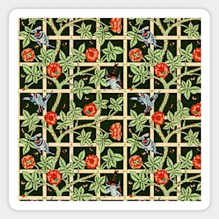 William Morris Vintage Trellis Pattern on Dark Green Magnet